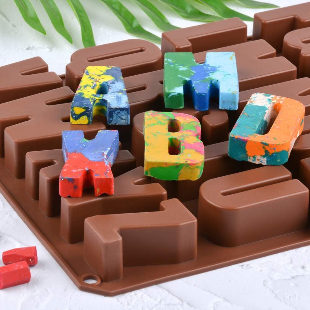 26 Cavities Large Letter Molds Silicone Alphabet Mold for Crayon, Resin, Chocolate, Candy, Wax, Cake Baking V1258-DP02-B-9