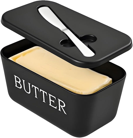 Large Plastic Butter Dish With Lid And Knife,Food Grade PP Butter Holder Keeper With Cover For Kitchen V1258-DP02-B-902