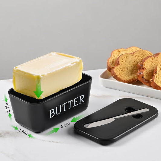Large Plastic Butter Dish With Lid And Knife,Food Grade PP Butter Holder Keeper With Cover For Kitchen V1258-DP02-B-902