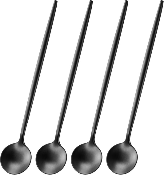 4 PCS 6.7 Inches Satin Black Stainless Steel 18/10 Coffee Spoons,Iced Tea Spoon,Espresso Stirring V1258-DP02-B-903