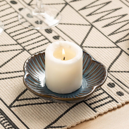 Ceramic Pillar Candle Holder, Candle Tray for Incense, Palo Santo Holder, Tealight Candle Holder, Candle V1258-DP02-B-907