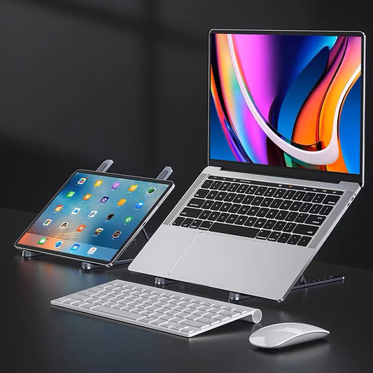 Portable Aluminum Laptop & Phone Stand, Adjustable, Foldable, Ergonomic, for MacBook, iPad, Tablets & V1258-DP02-B-91