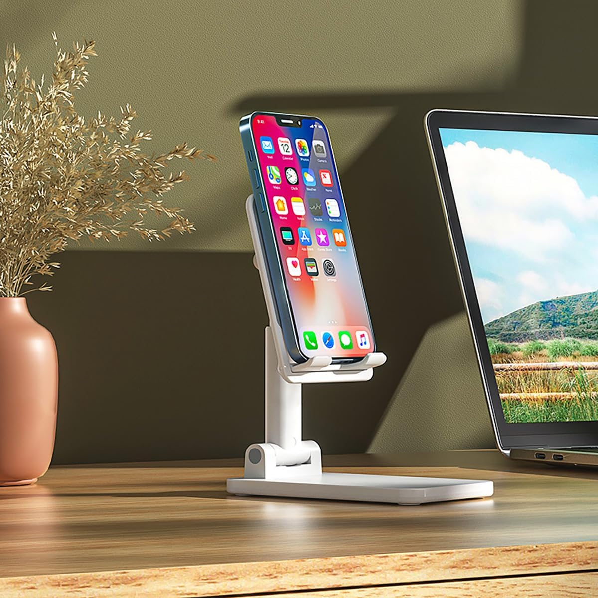 Portable Aluminum Laptop & Phone Stand, Adjustable, Foldable, Ergonomic, for MacBook, iPad, Tablets & V1258-DP02-B-91