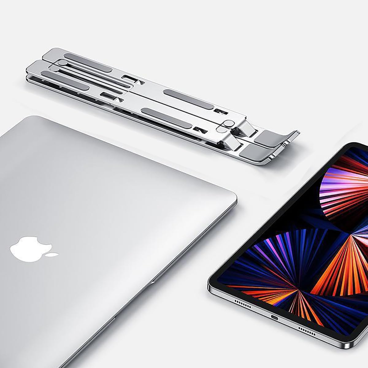 Portable Aluminum Laptop & Phone Stand, Adjustable, Foldable, Ergonomic, for MacBook, iPad, Tablets & V1258-DP02-B-91