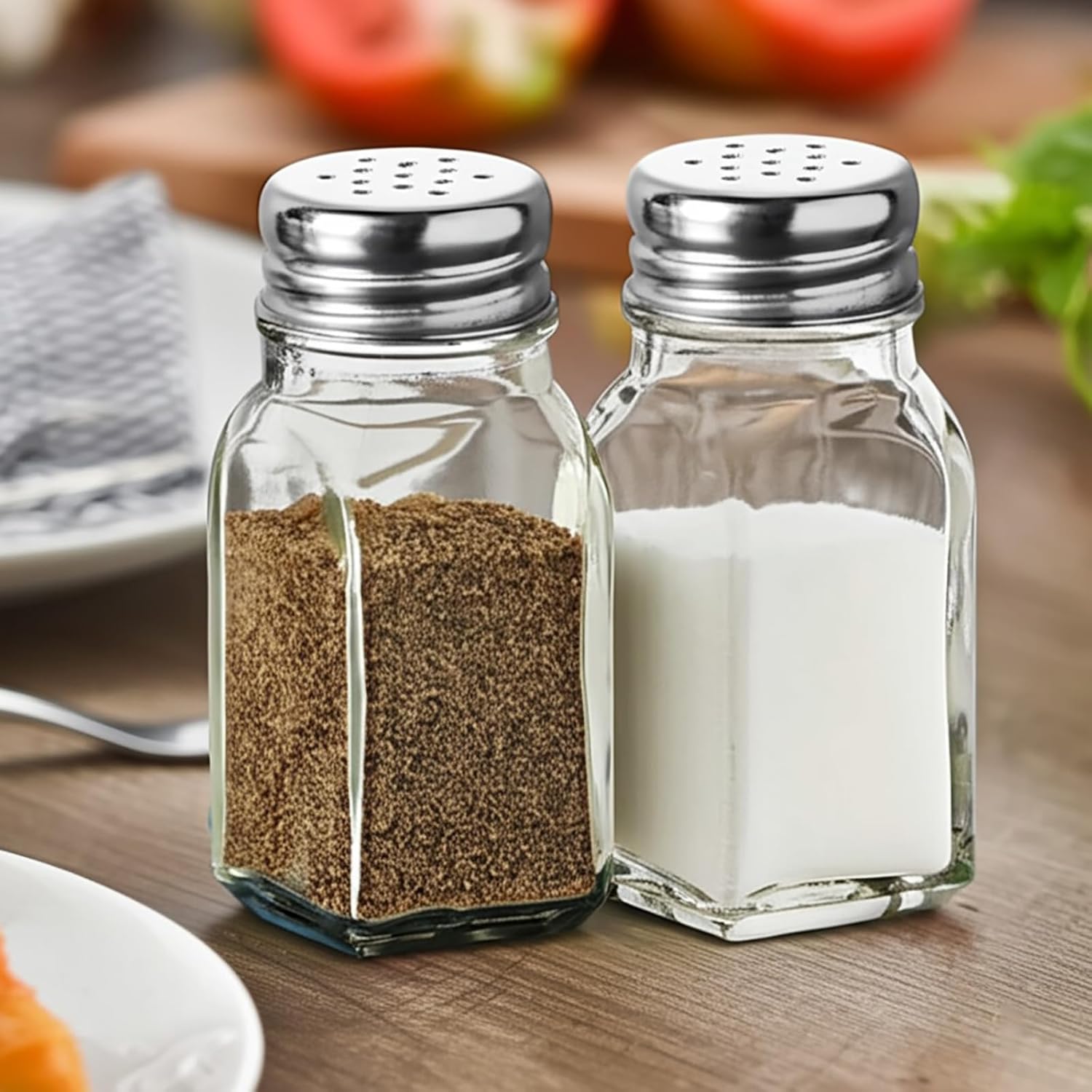 Salt and Pepper Shakers Set Clear Glass, Kitchen Gadgets Cooking Table V1258-DP02-B-911