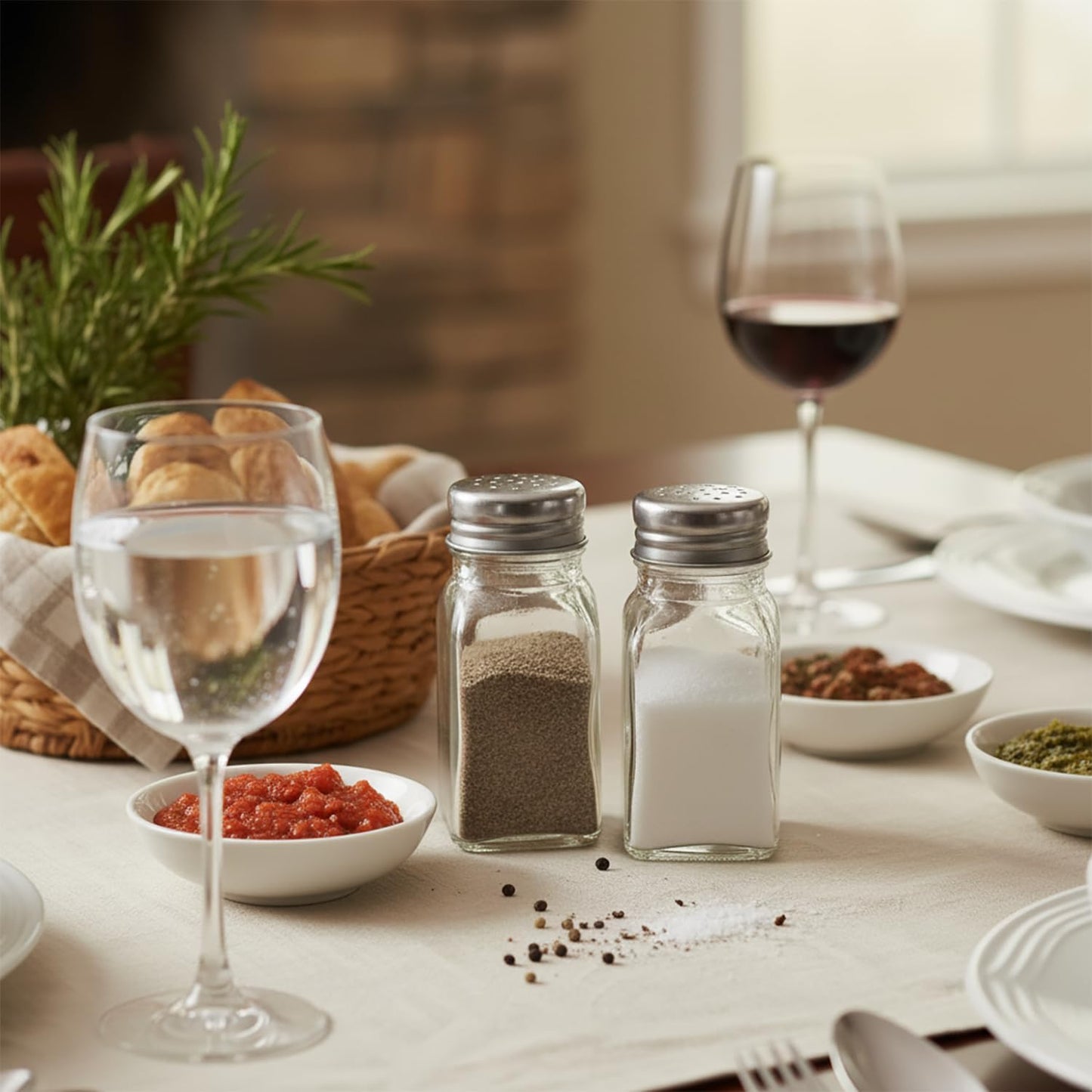 Salt and Pepper Shakers Set Clear Glass, Kitchen Gadgets Cooking Table V1258-DP02-B-911