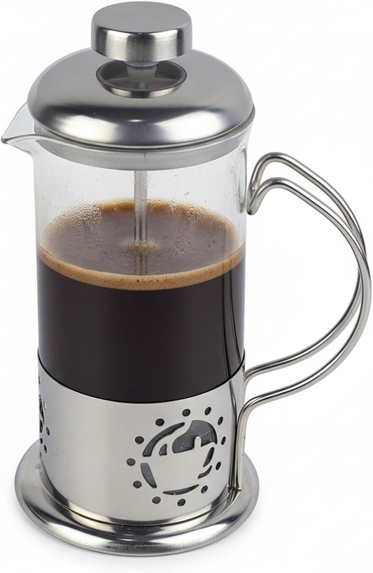 Single Serve French Press Coffee Maker - 12 oz Mini Stainless Steel & Glass Brewer for 1 Cup, Portable & V1258-DP02-B-915