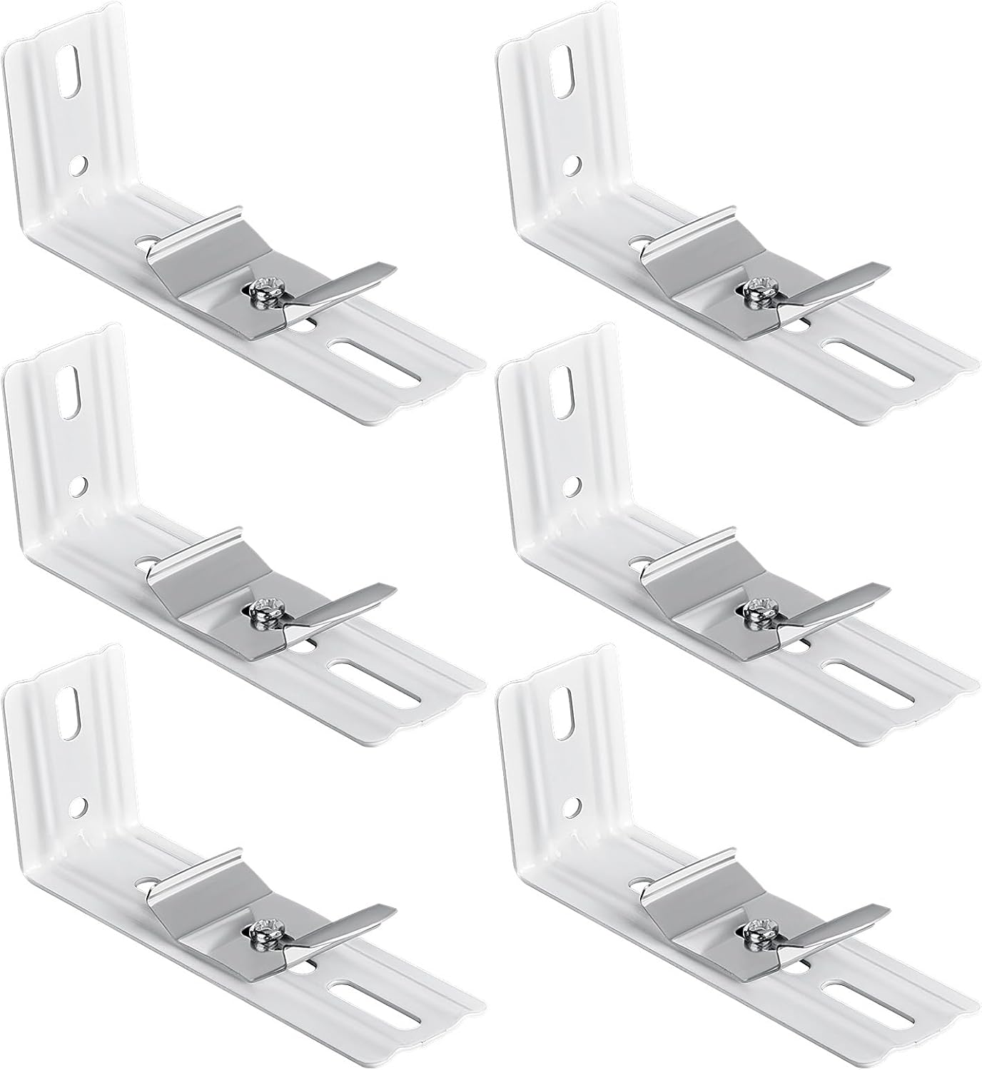 6 Pcs Vertical Blinds L Bracket Vertical Blind Wall Mount with Headrail 1-1/2" C Clamp Brackets 4" Outside V1258-DP02-B-922
