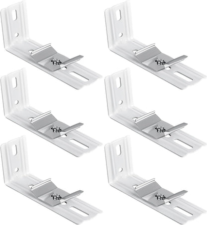 6 Pcs Vertical Blinds L Bracket Vertical Blind Wall Mount with Headrail 1-1/2" C Clamp Brackets 4" Outside V1258-DP02-B-922
