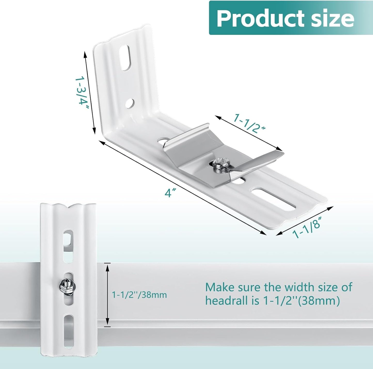 6 Pcs Vertical Blinds L Bracket Vertical Blind Wall Mount with Headrail 1-1/2" C Clamp Brackets 4" Outside V1258-DP02-B-922