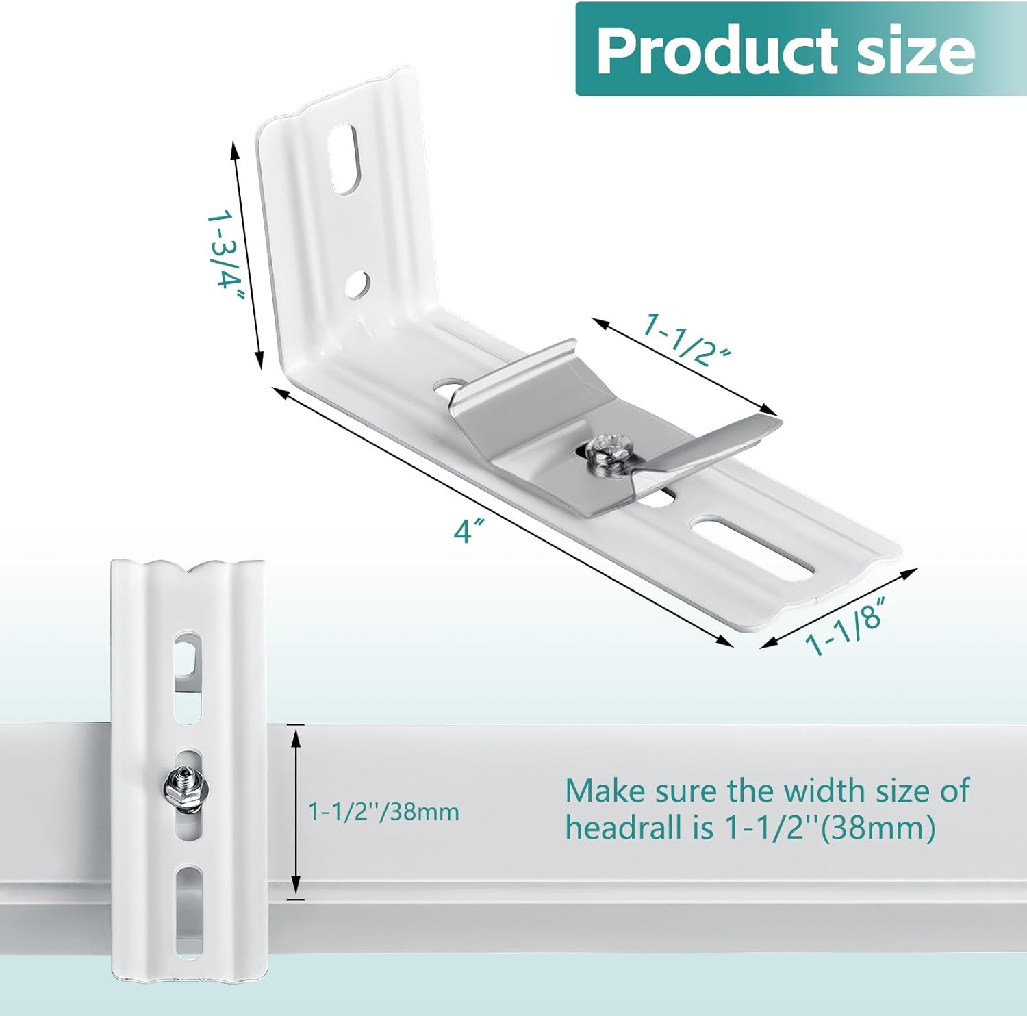 6 Pcs Vertical Blinds L Bracket Vertical Blind Wall Mount with Headrail 1-1/2" C Clamp Brackets 4" Outside V1258-DP02-B-922