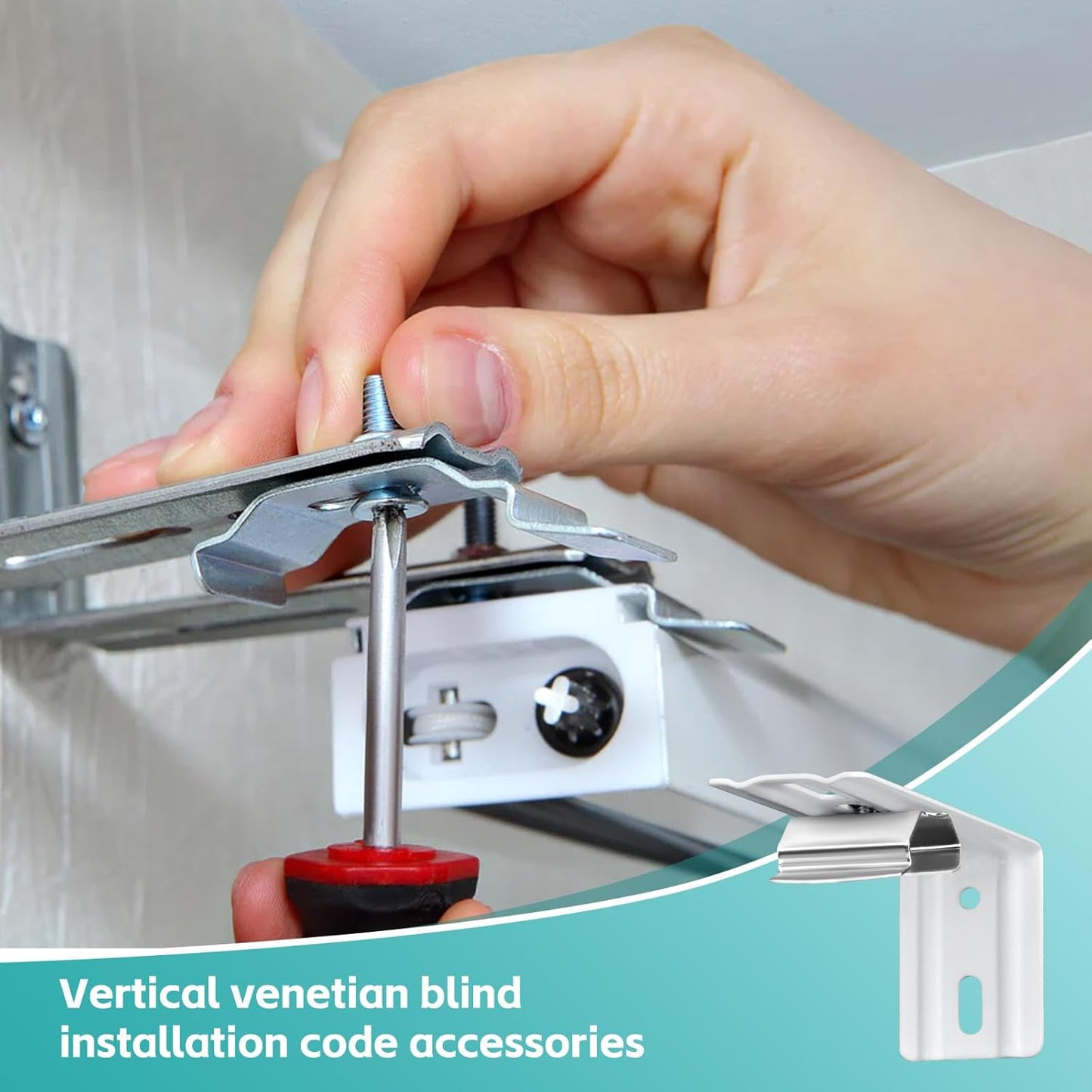 6 Pcs Vertical Blinds L Bracket Vertical Blind Wall Mount with Headrail 1-1/2" C Clamp Brackets 4" Outside V1258-DP02-B-922