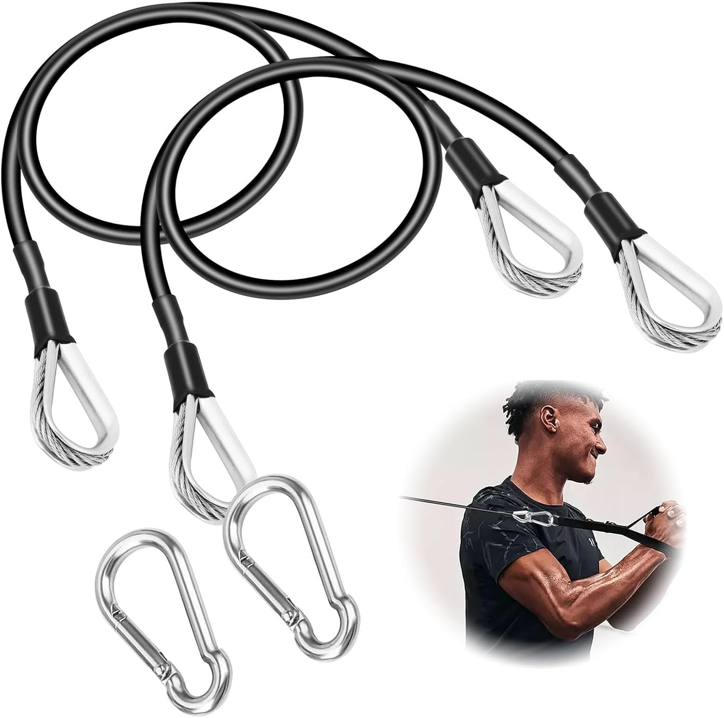 Cable Attachments for Gym, 2PCS Gym Cable Extension Compatible with Gym Accessories, Gym Cable Machine for V1258-DP02-B-923