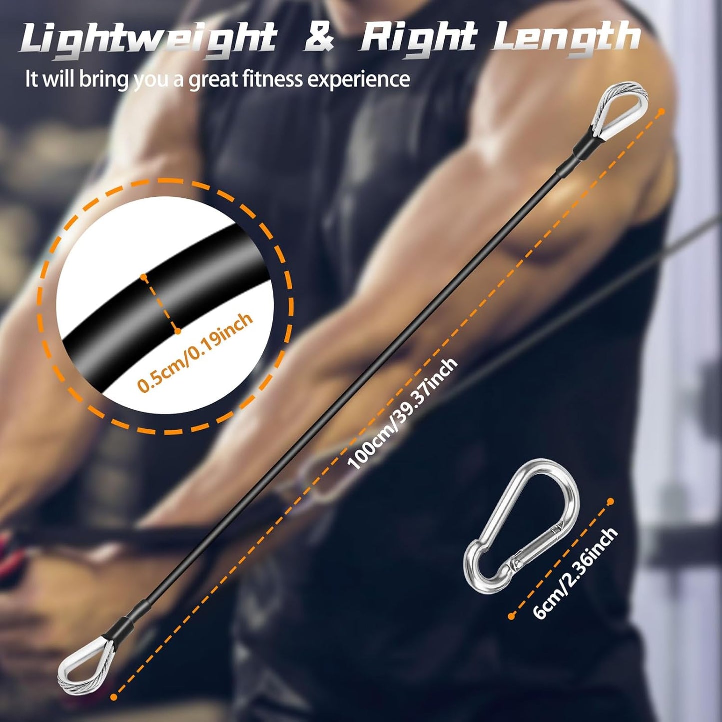 Cable Attachments for Gym, 2PCS Gym Cable Extension Compatible with Gym Accessories, Gym Cable Machine for V1258-DP02-B-923