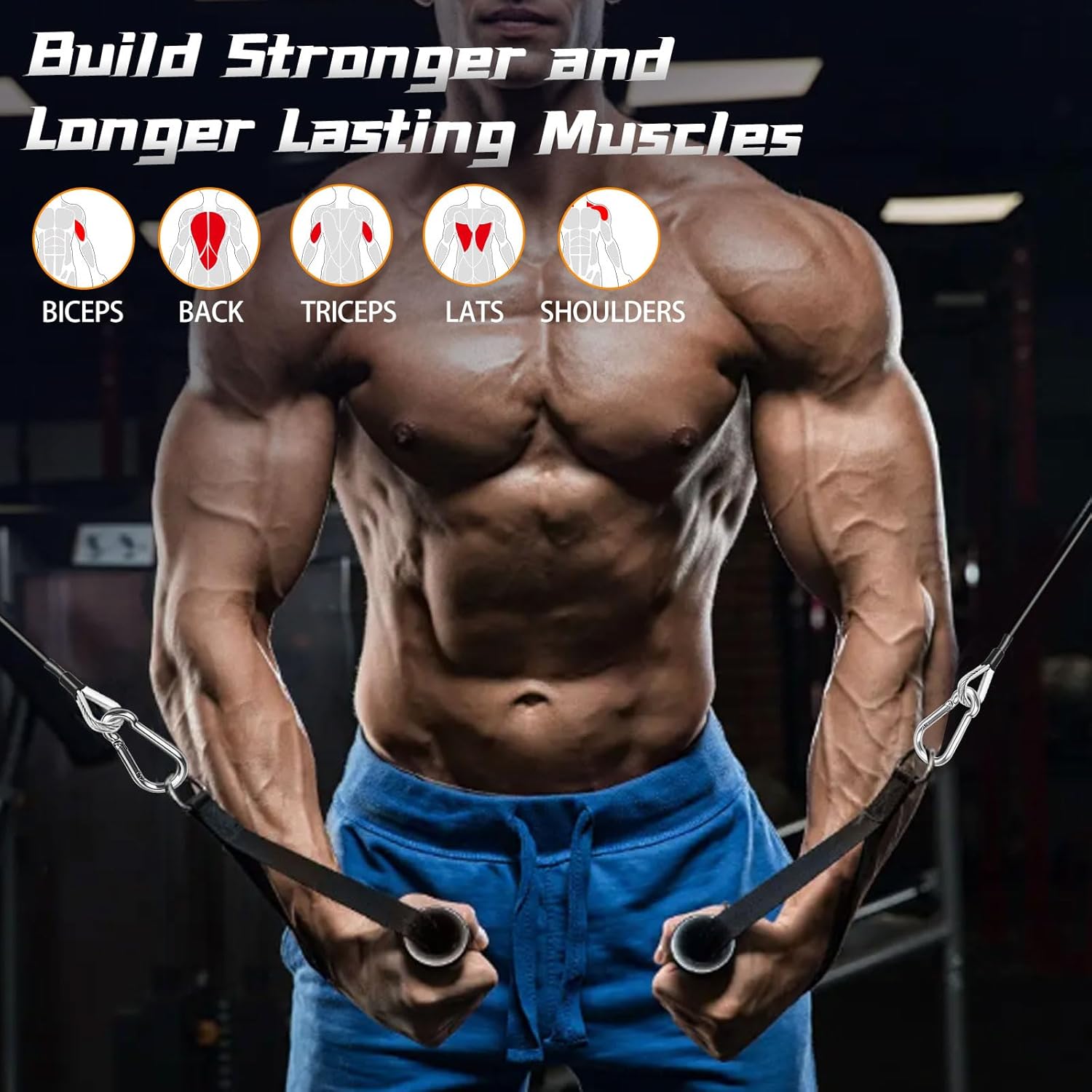 Cable Attachments for Gym, 2PCS Gym Cable Extension Compatible with Gym Accessories, Gym Cable Machine for V1258-DP02-B-923