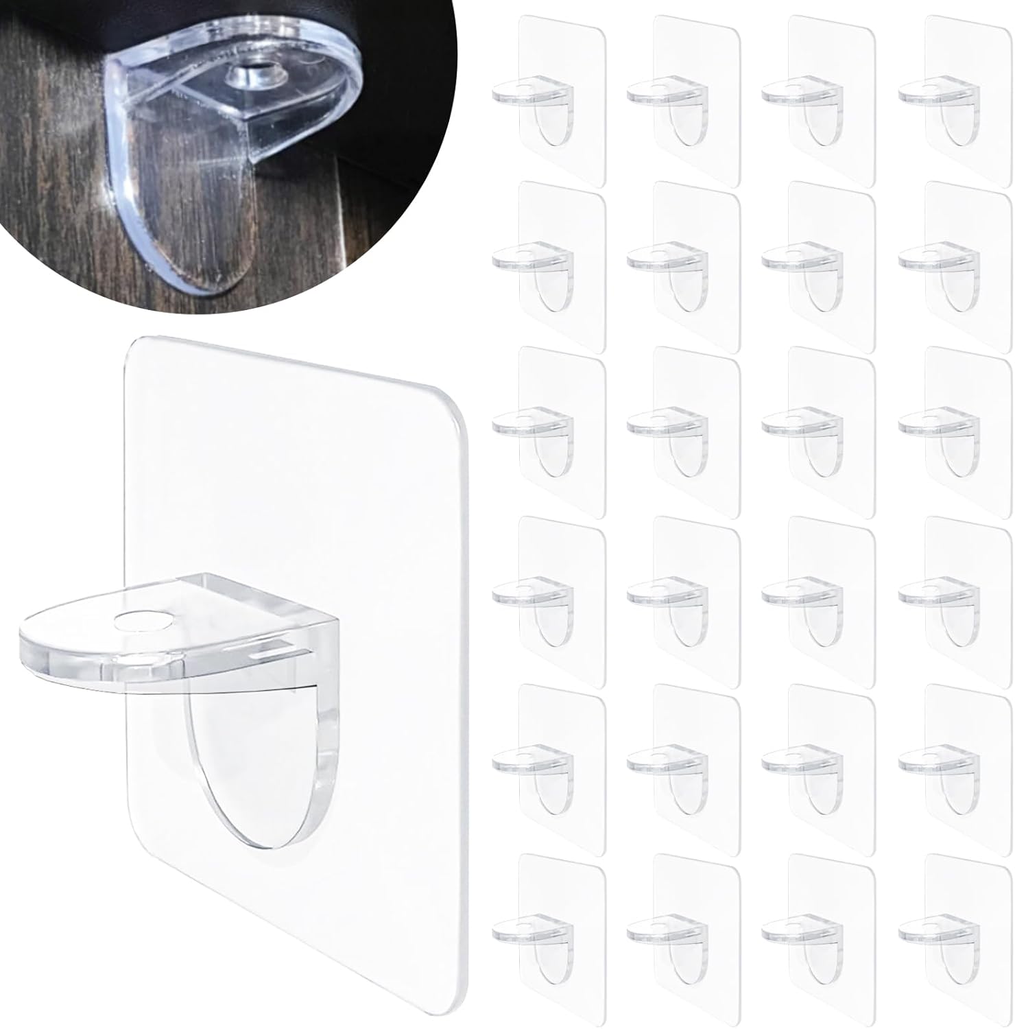 Adhesive Shelf Bracket 2.8" Punch Free Shelf Support Pegs Nail-Free Shelf Support Peg for Shelves, Kitchen V1258-DP02-B-926