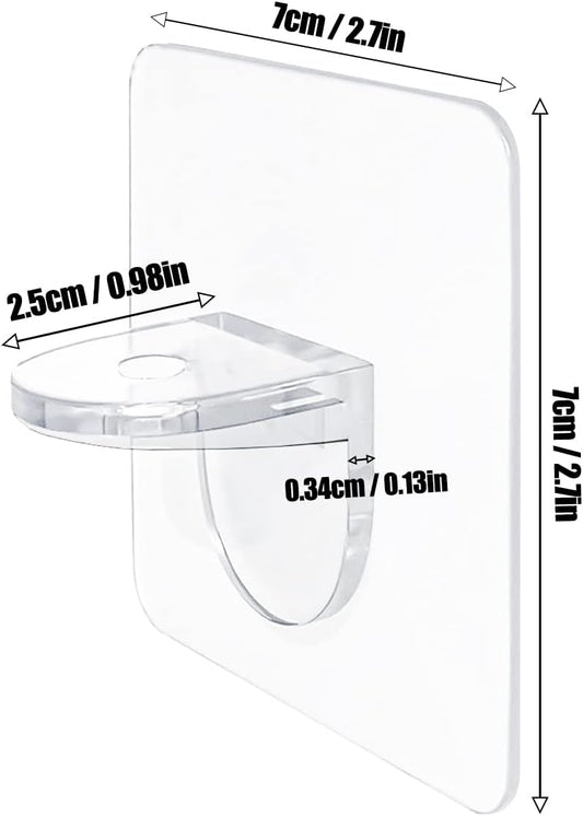 Adhesive Shelf Bracket 2.8" Punch Free Shelf Support Pegs Nail-Free Shelf Support Peg for Shelves, Kitchen V1258-DP02-B-926