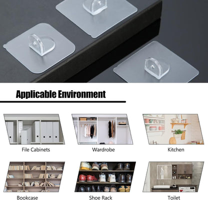 Adhesive Shelf Bracket 2.8" Punch Free Shelf Support Pegs Nail-Free Shelf Support Peg for Shelves, Kitchen V1258-DP02-B-926