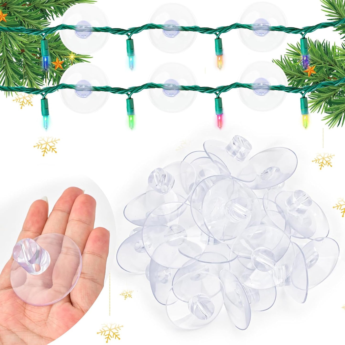 Christmas Light String Suction Cup Holders & Hooks for Seasonal Lights & Xmas Decorations (50Pcs) V1258-DP02-B-929
