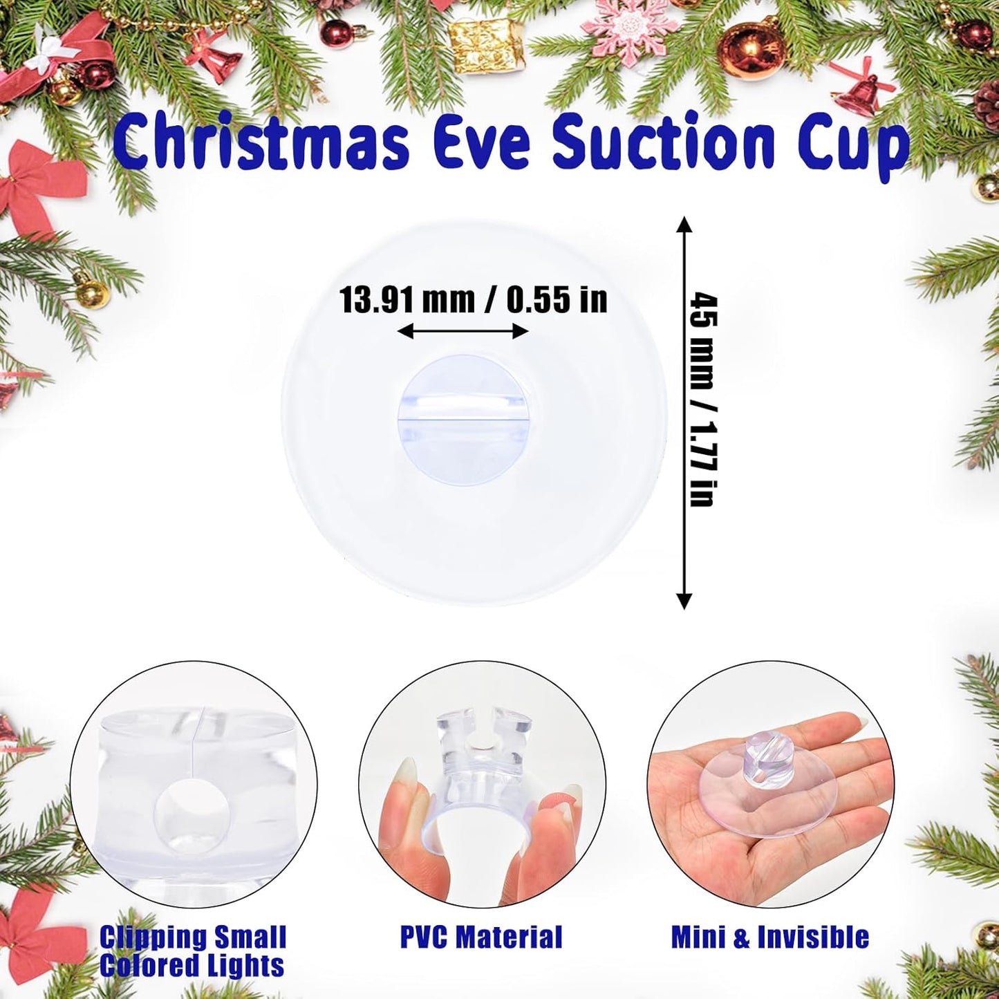 Christmas Light String Suction Cup Holders & Hooks for Seasonal Lights & Xmas Decorations (50Pcs) V1258-DP02-B-929