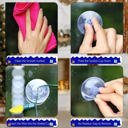 Christmas Light String Suction Cup Holders & Hooks for Seasonal Lights & Xmas Decorations (50Pcs) V1258-DP02-B-929