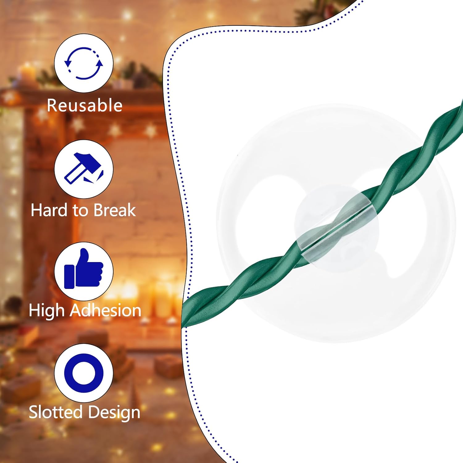 Christmas Light String Suction Cup Holders & Hooks for Seasonal Lights & Xmas Decorations (50Pcs) V1258-DP02-B-929