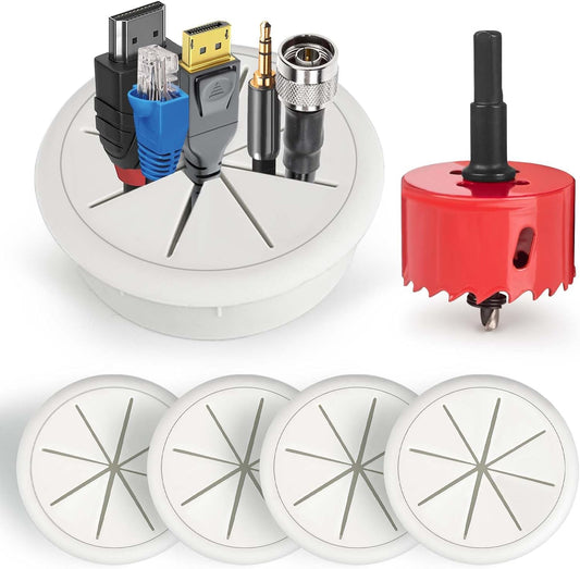 6Pcs TV Cord Hider for Wall Mounted TV 2.36in (60mm) TV Wire Hider Cable Grommet Cable Hole Cover with Hole V1258-DP02-B-931