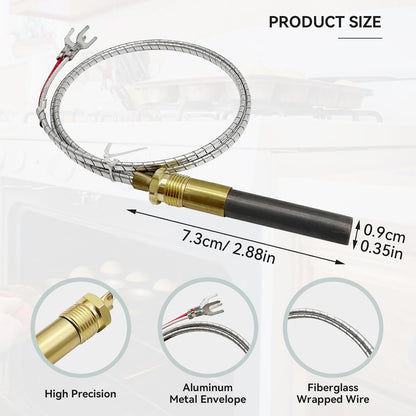 750mv Thermopile for Gas Fireplace, 24" Thermopile Generators Q313A Fit for Stove Gas Ovens/Gas V1258-DP02-B-932