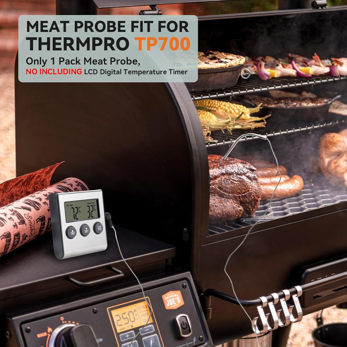 Tp700 Probe Thermometer Digital Meat Food Grill BBQ Cooking Kitchen Thermometer, 1 Pack (1 Piece) V1258-DP02-B-934