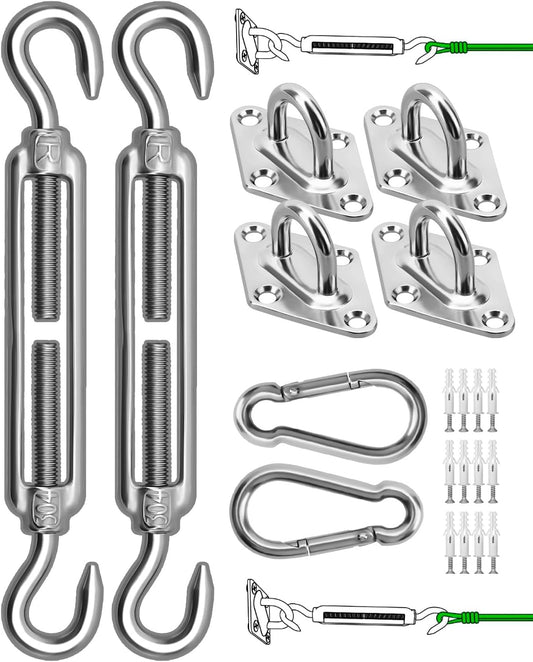 Sun Shade Sail Hardware Kit, 304 Stainless Steel Sunshades Canopy Installation Kit for Garden Rectangle & V1258-DP02-B-935