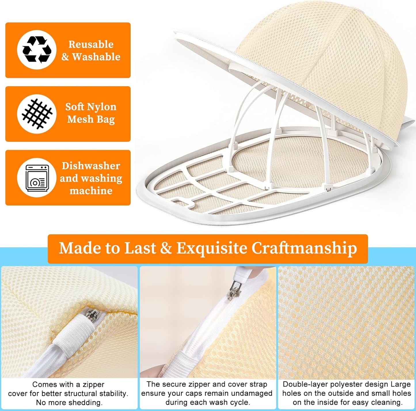 Coopahce Hat Washer for Washing Machine, Hats Cleaner for Baseball Caps, Hat Washing Cage Cap Washer, V1258-DP02-B-936