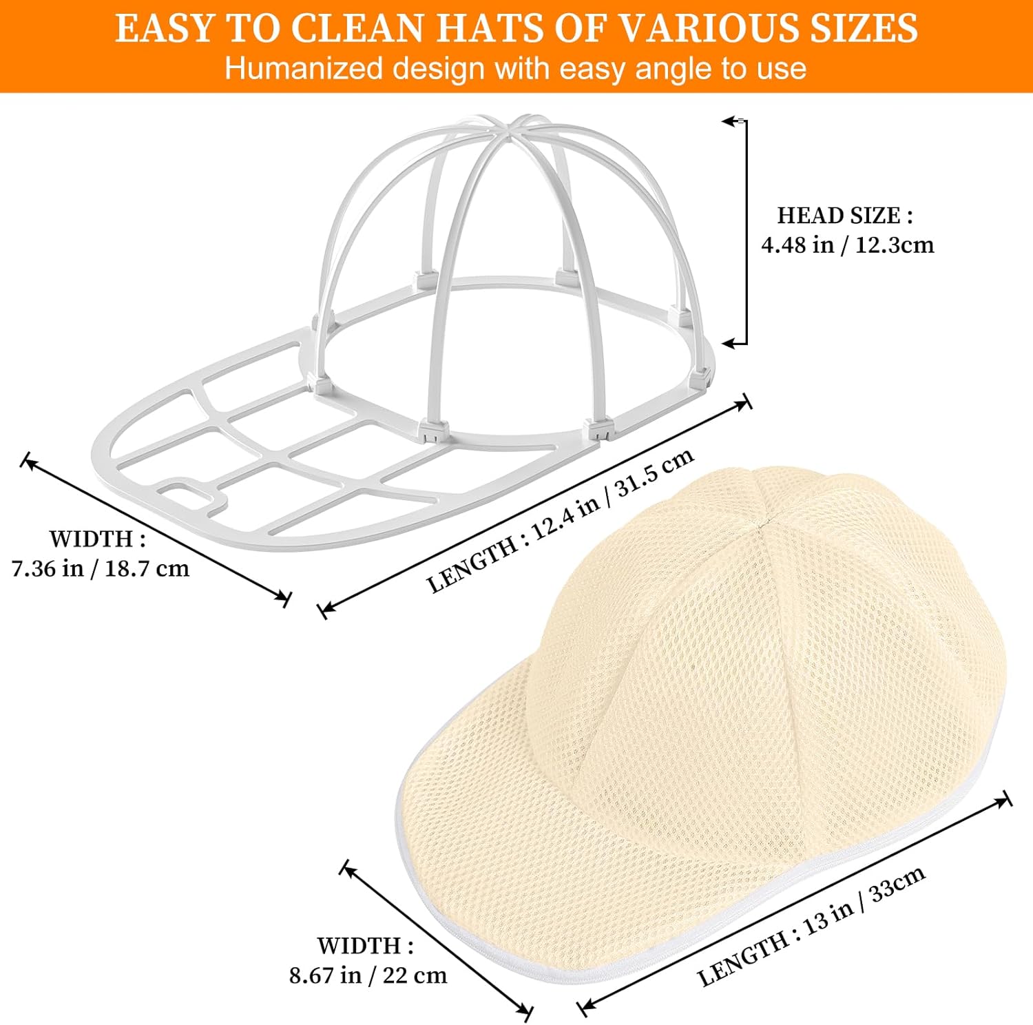 Coopahce Hat Washer for Washing Machine, Hats Cleaner for Baseball Caps, Hat Washing Cage Cap Washer, V1258-DP02-B-936