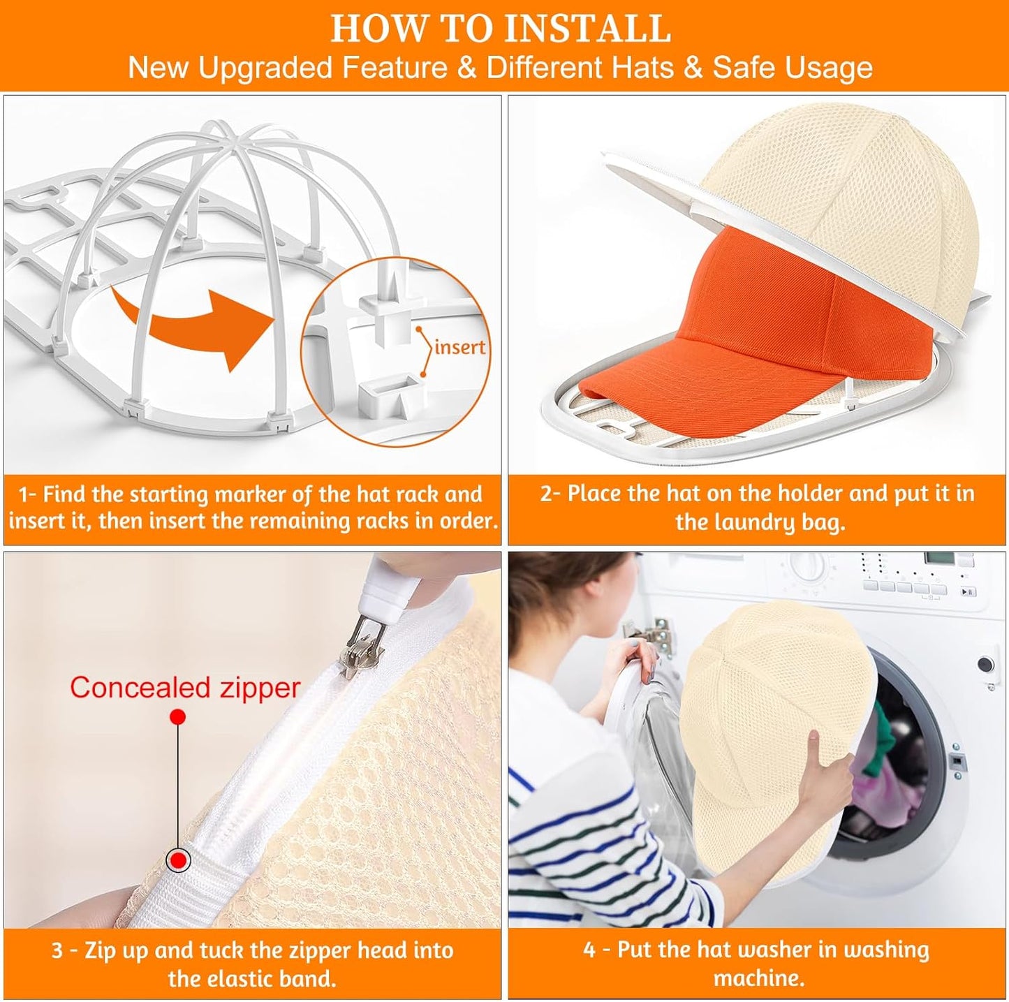 Coopahce Hat Washer for Washing Machine, Hats Cleaner for Baseball Caps, Hat Washing Cage Cap Washer, V1258-DP02-B-936