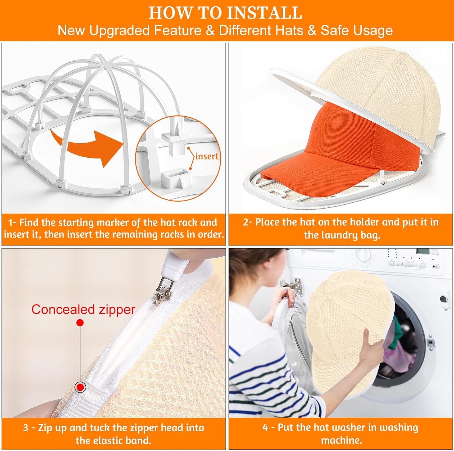 Coopahce Hat Washer for Washing Machine, Hats Cleaner for Baseball Caps, Hat Washing Cage Cap Washer, V1258-DP02-B-936