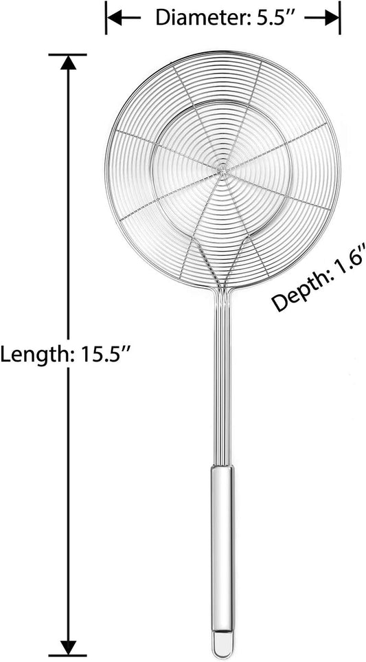 Solid Stainless Steel Spider Strainer Skimmer Ladle for Cooking and Frying, Kitchen Utensils Wire Strainer V1258-DP02-B-94