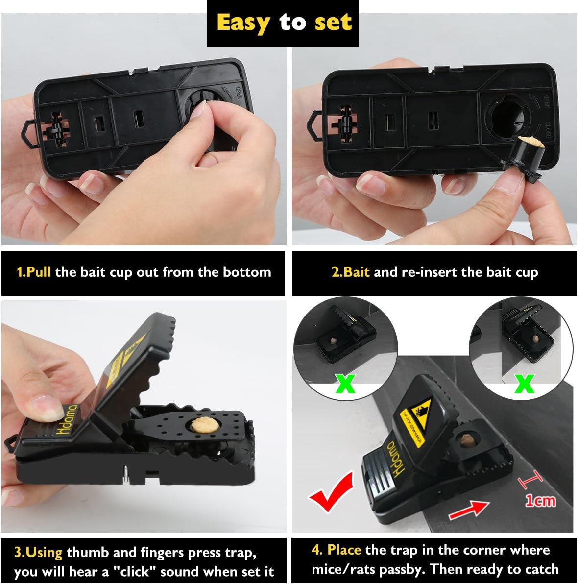 Mouse Trap, Mouse Traps That Work Small Mice Trap Outdoor Indoor Best Snap Traps for Mouse/Mice Safe and V1258-DP02-B-944