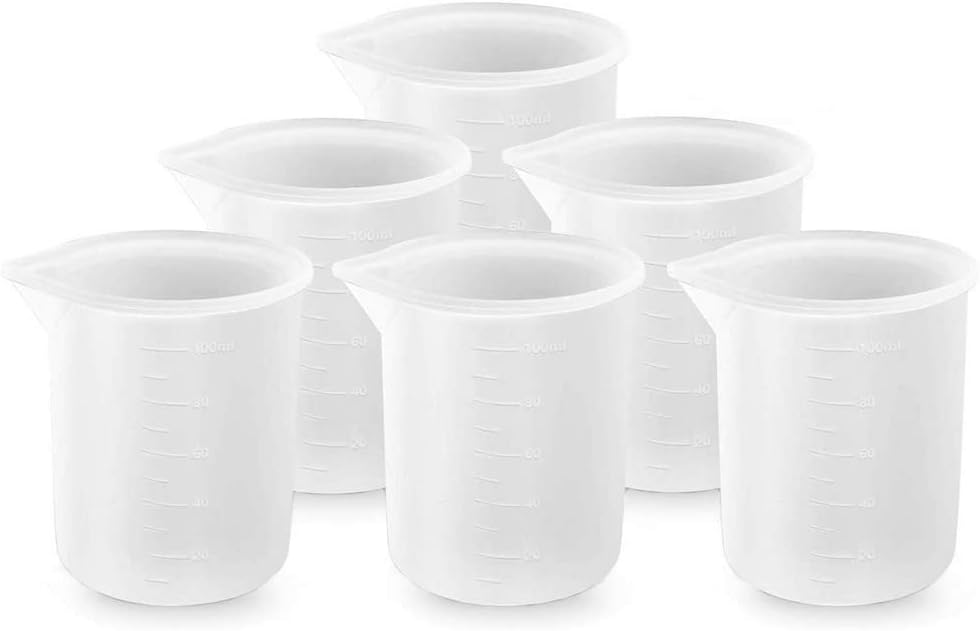 6Pcs 100ml Silicone Measuring Cups DIY Resin Glue Tools Cup for Making Handmade Craft Nonstick Silicone V1258-DP02-B-948