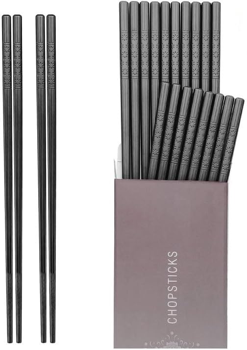 10 Pairs Fiberglass Chopsticks - Reusable Chopsticks Dishwasher Safe, 9 1/2 Inches - Black V1258-DP02-B-95