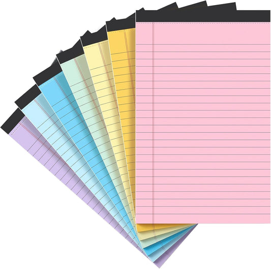 Small Note Pads 5x8, [7 Pack] Colorful College Narrow Ruled Legal Pads,Micro Writing Pads Perforated Lined V1258-DP02-B-957