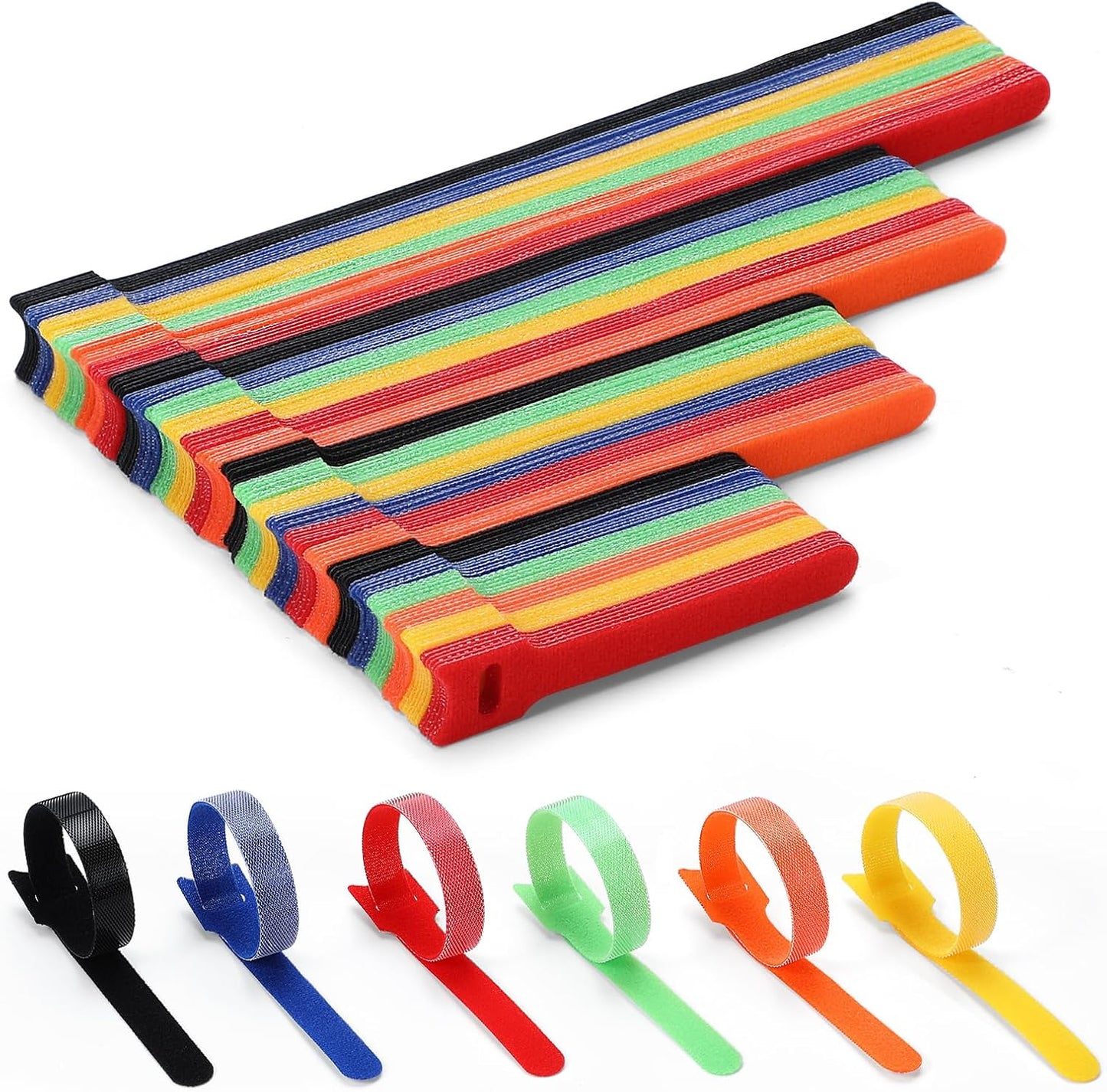 150PCS Cable Ties, 4+6+8+10 inch Multi-Colour Straps for Cable Management, Adjustable Fastening Cord Wraps, V1258-DP02-B-958