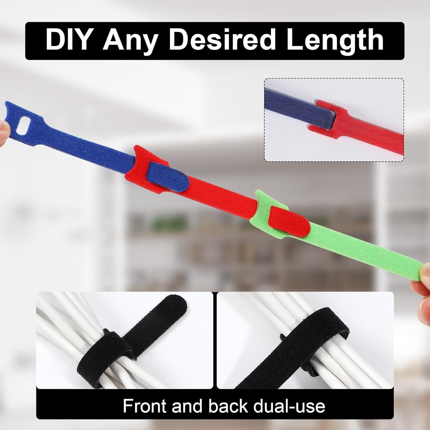 150PCS Cable Ties, 4+6+8+10 inch Multi-Colour Straps for Cable Management, Adjustable Fastening Cord Wraps, V1258-DP02-B-958