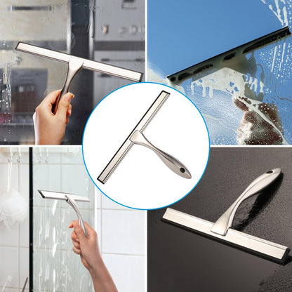 All-Purpose Shower Squeegee for Shower Doors, Bathroom, Window and Car Glass - Stainless Steel, 10 Inches V1258-DP02-B-96