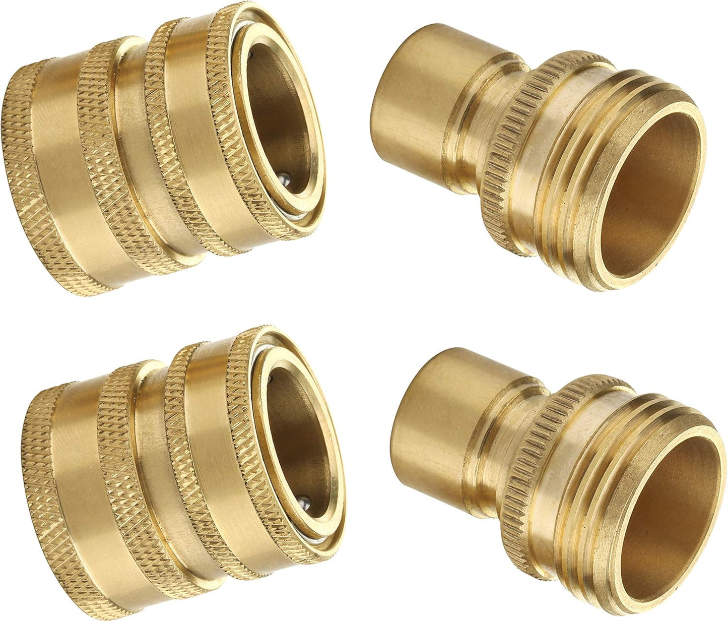Garden Hose Quick Connect Fittings, 3/4 Inch GHT Solid Brass, Quick Connector Set, 2-Pack V1258-DP02-B-960