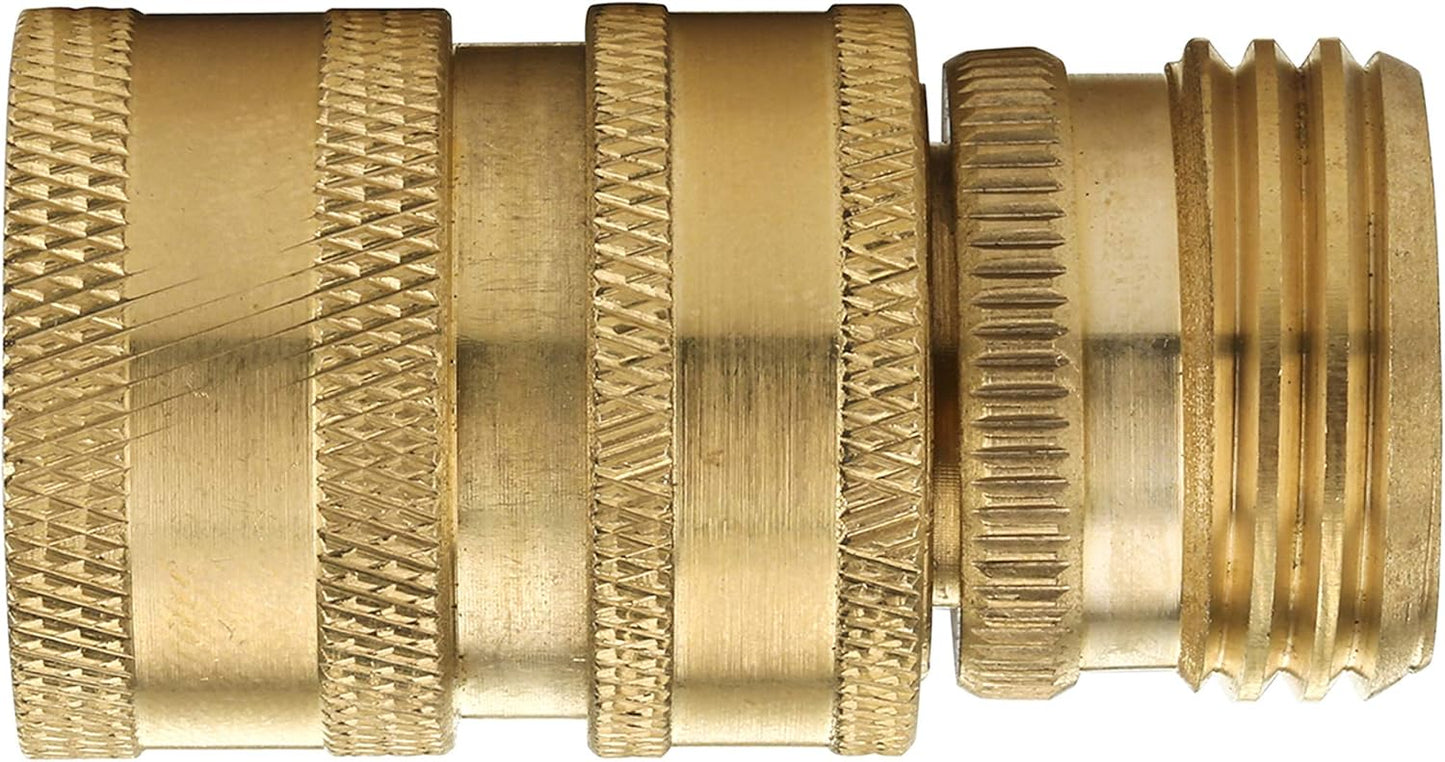 Garden Hose Quick Connect Fittings, 3/4 Inch GHT Solid Brass, Quick Connector Set, 2-Pack V1258-DP02-B-960