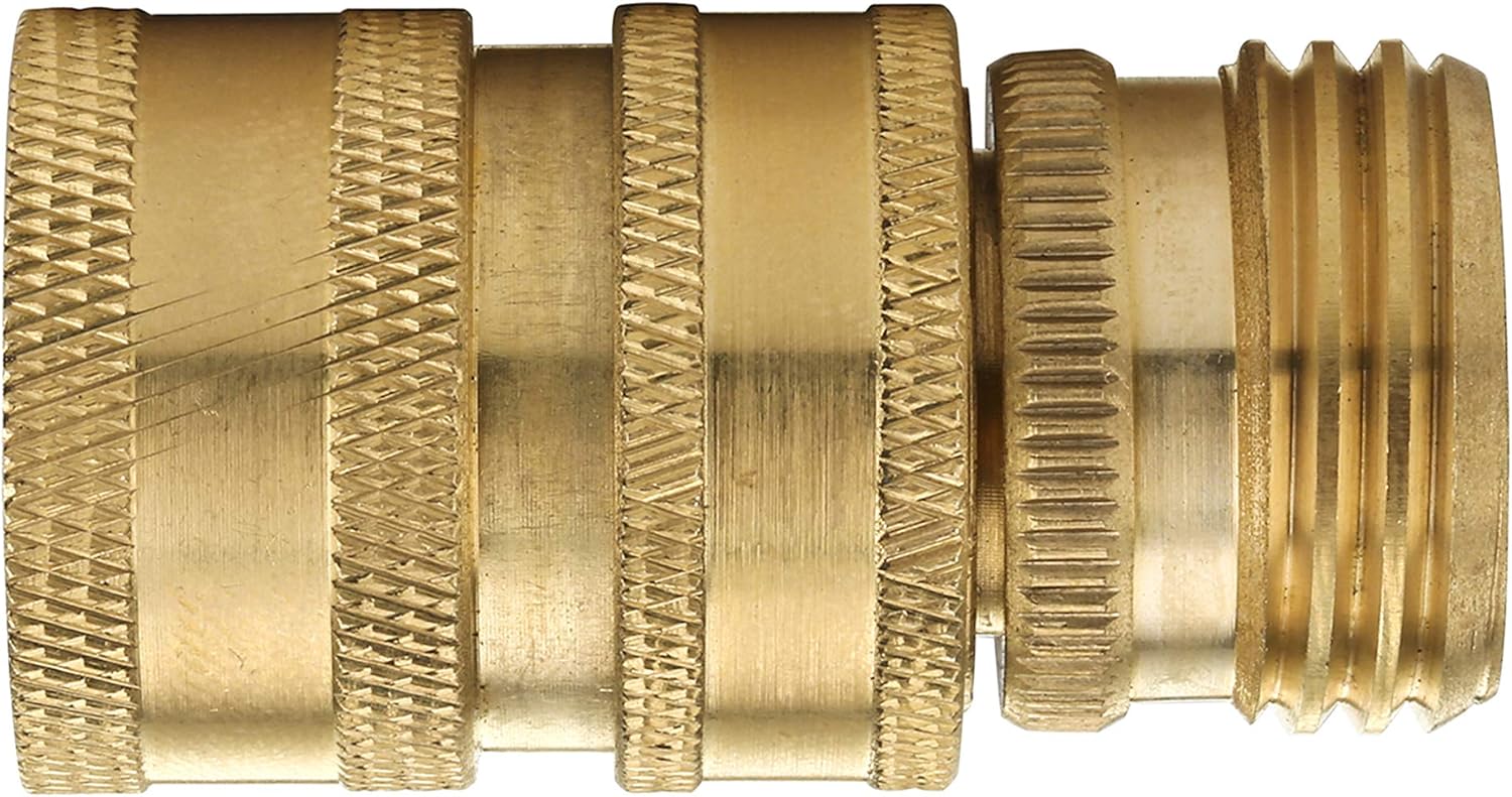 Garden Hose Quick Connect Fittings, 3/4 Inch GHT Solid Brass, Quick Connector Set, 2-Pack V1258-DP02-B-960