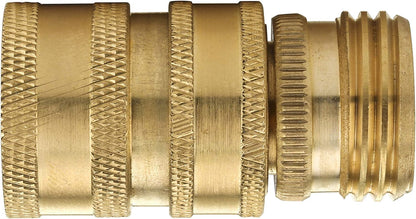 Garden Hose Quick Connect Fittings, 3/4 Inch GHT Solid Brass, Quick Connector Set, 2-Pack V1258-DP02-B-960