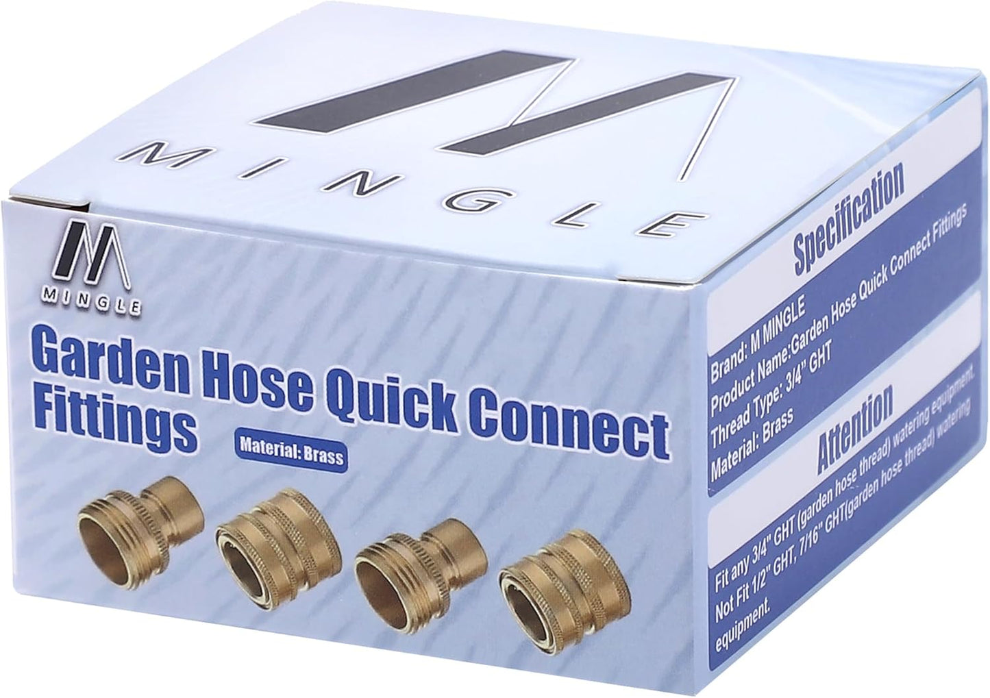Garden Hose Quick Connect Fittings, 3/4 Inch GHT Solid Brass, Quick Connector Set, 2-Pack V1258-DP02-B-960