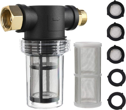 Garden Hose Filter for Pressure Washer inlet Water, Inline Filter for Sediment, 40 Mesh Screen, Extra 100 Mesh V1258-DP02-B-961