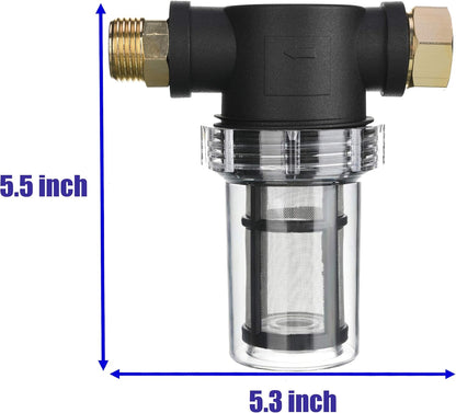 Garden Hose Filter for Pressure Washer inlet Water, Inline Filter for Sediment, 40 Mesh Screen, Extra 100 Mesh V1258-DP02-B-961