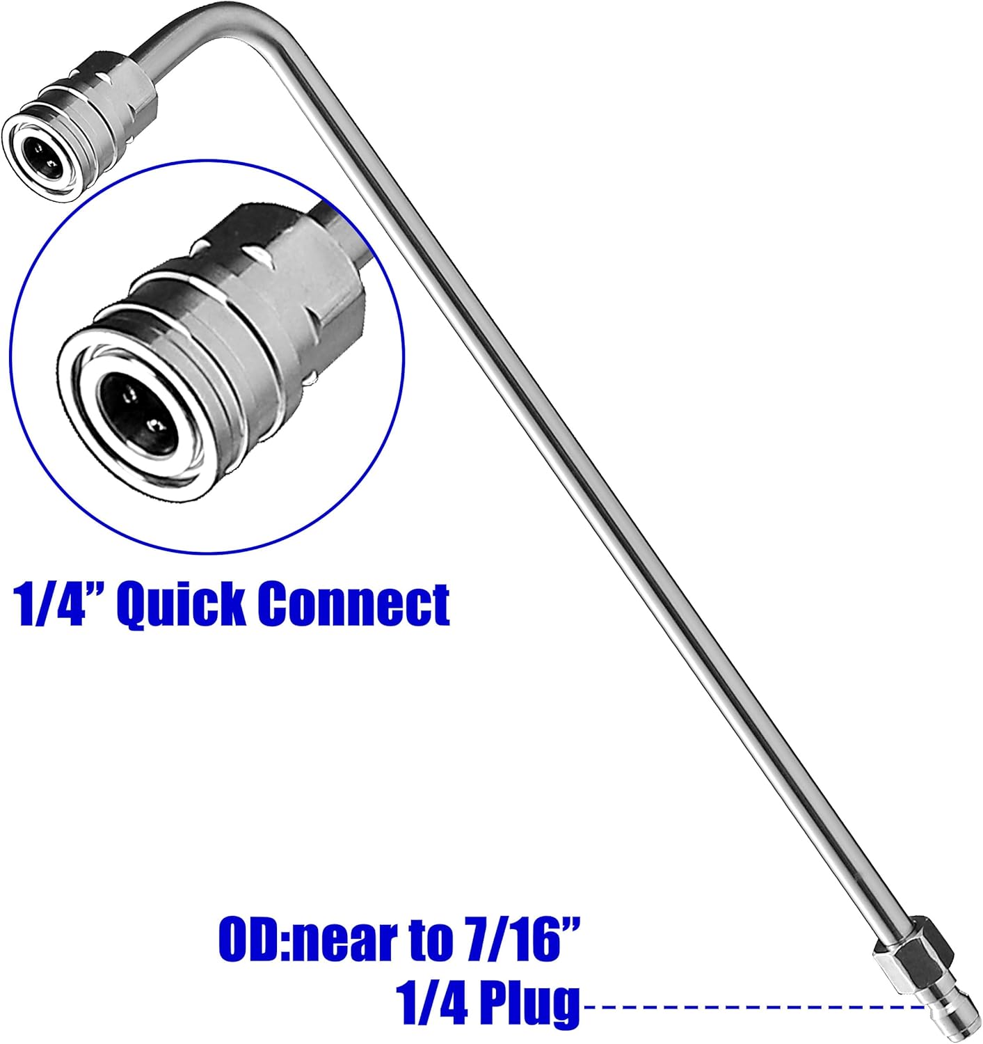 Pressure Washer Wand Extension, 90 Degree Curved Angled, Undercarriage and Gutter Cleaner Attachment, 1/4 V1258-DP02-B-963